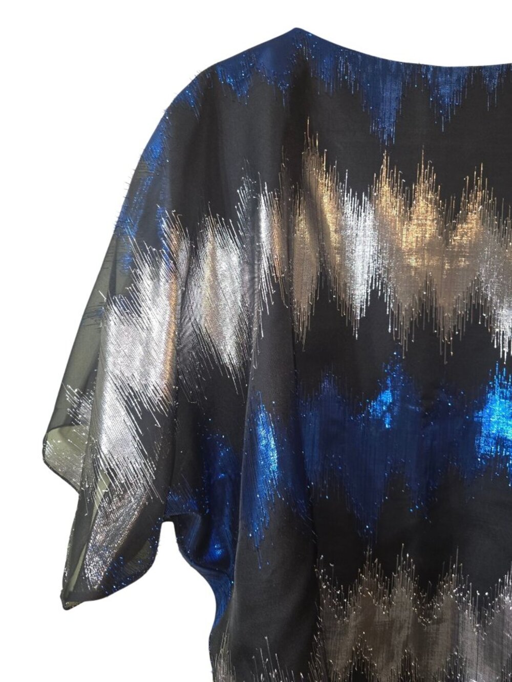 Vintage 1980's Siasia New York Studio 54 Oversized Hip Tie Metallic Thread Top - Picture 3 of 6